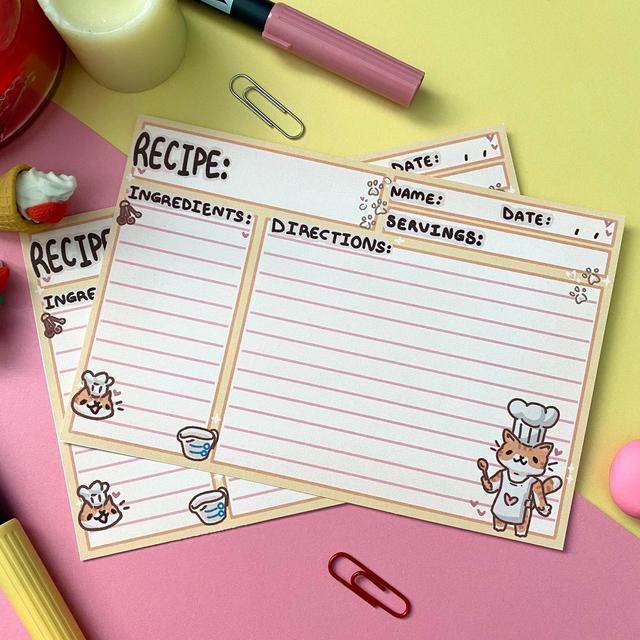 Tabby Cat Recipe Card Set I 4 x 6 I Standard Size I Baking I Gift I Stocking Stuffer I