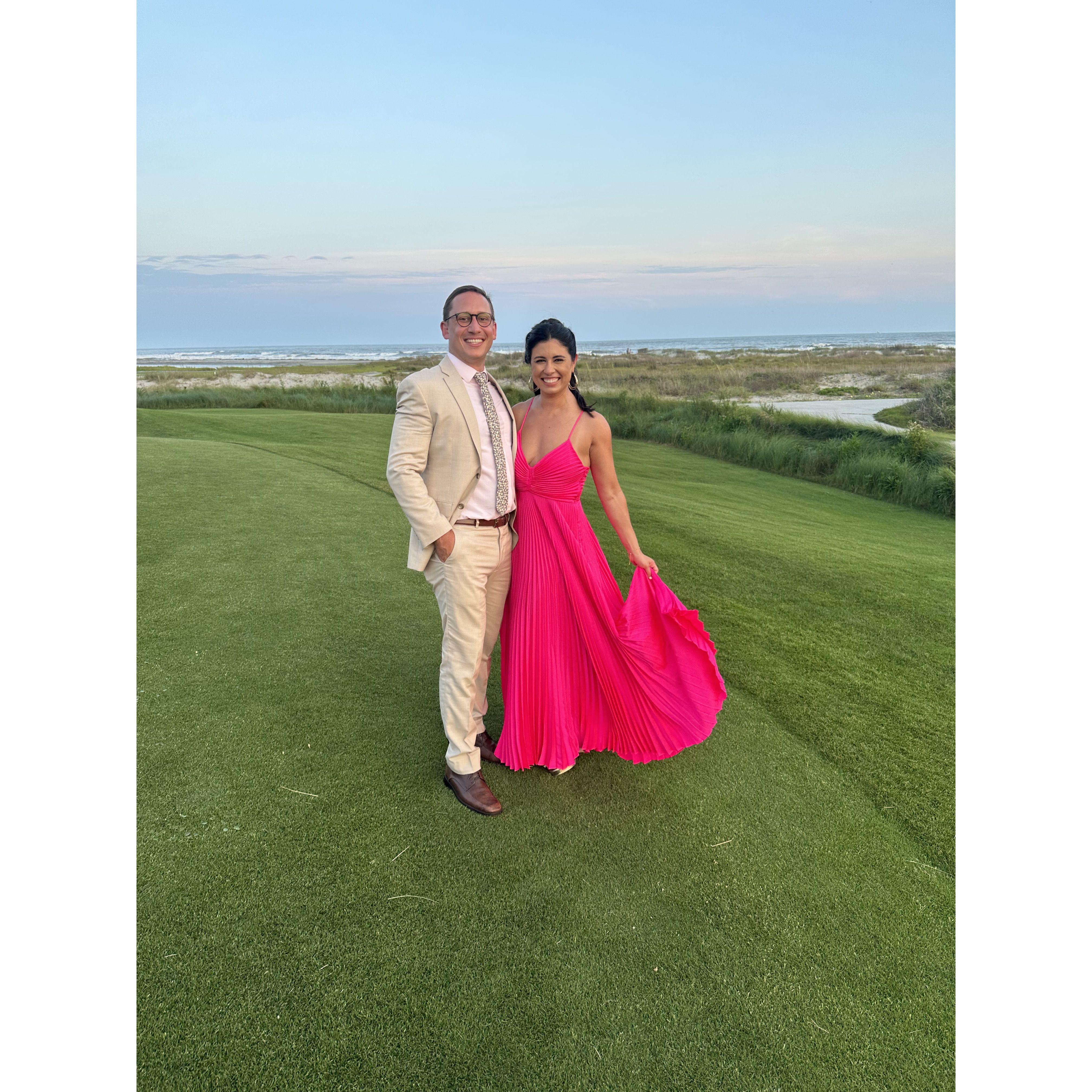 Dressed to impress but can't compete with a summer sunset on Kiawah Island.