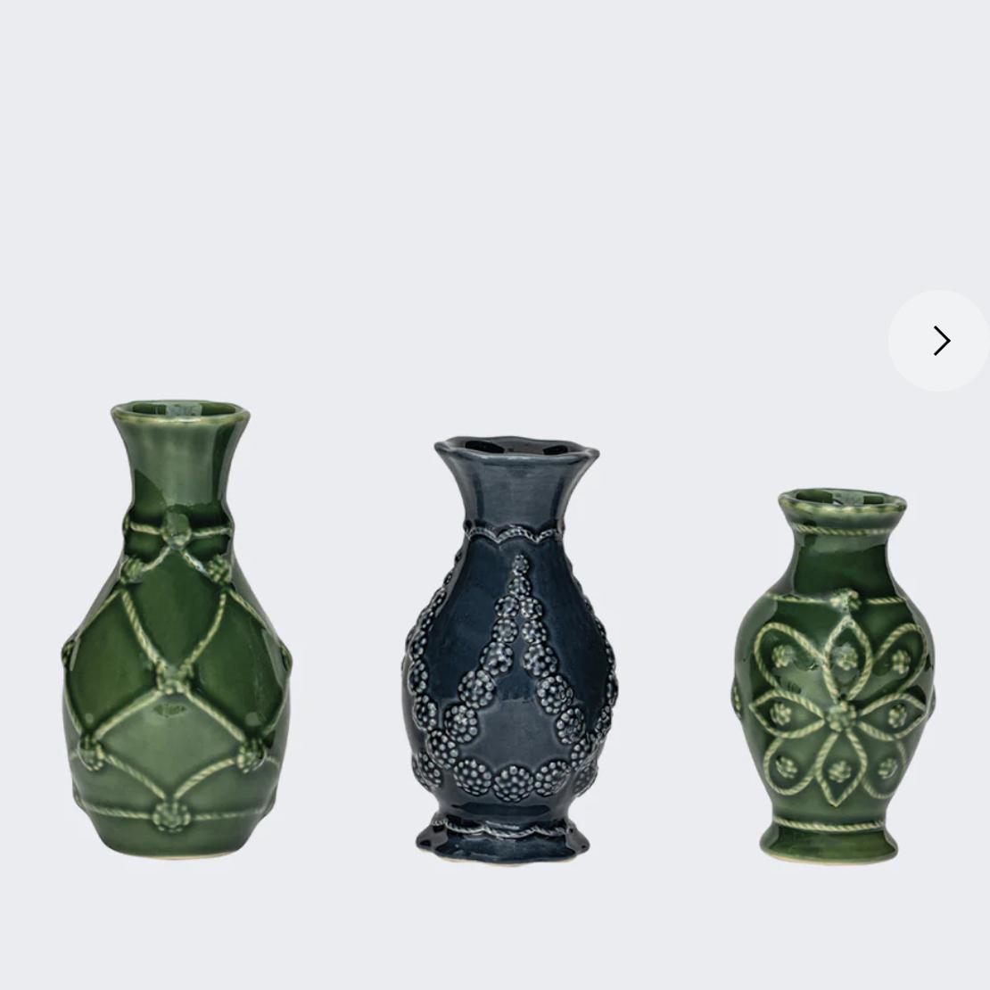 Juliska Jardins Du Monde Green Mini Vase Trio