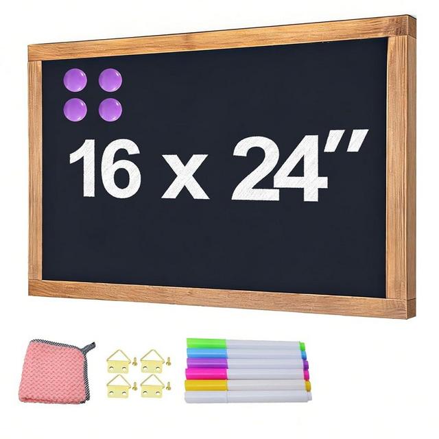 newnewshow 16"x24" Magnetic Chalkboard with Rustic Wood Frame for Wall-Mounted - Multi-Purpose Hanging Sign for Menu, Memo & Doodle