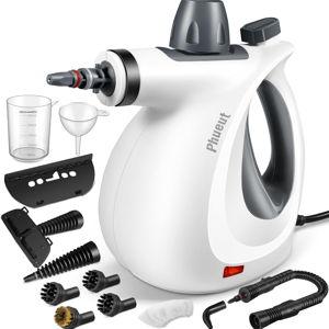 Phueut Pressurized Handheld Multi-Surface Natural Steam Cleaner with 12 pcs Accessories, Multi-Purpose Steamer for Home Use, Steamer for Cleaning Floor, Upholstery, Grout and Car