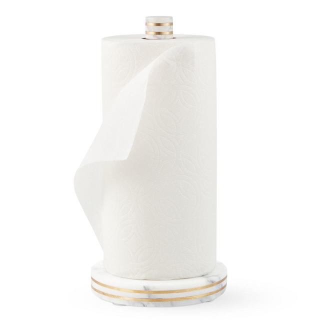 Williams Sonoma White and Gold Marble Paper Towel Holder