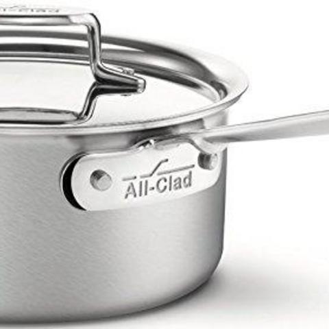 All-Clad BD55203 D5 Brushed 18/10 Stainless Steel 5-Ply Bonded Dishwasher Safe Sauce Pan with Lid Cookware, 3-Quart, Silver