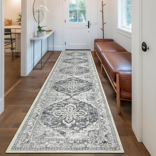 Bsmathom Runner Rug for Hallways Non Slip Washable Boho 2x10 Hallway Low Pile Throw Rugs Vintage Carpet Runners for Entry Way, Kitchen, Laundry Room, Bathroom
