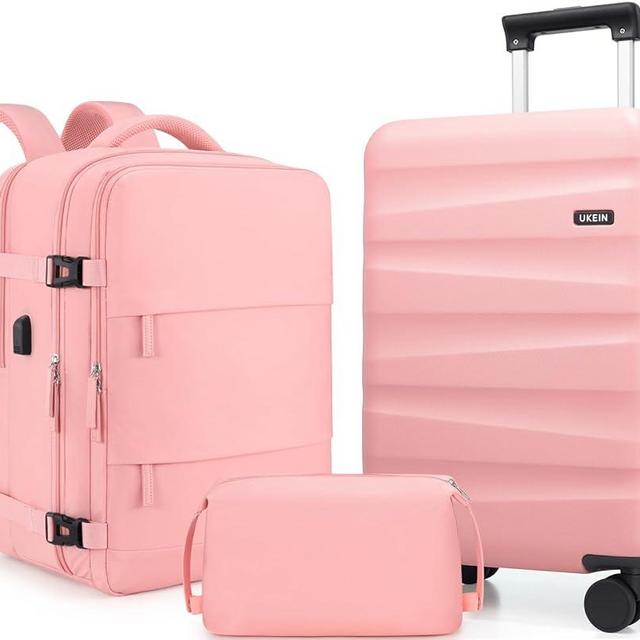 UKEIN Luggage Set with Backpack,Polycarbonate Carry On Luggage Airline Approved with Spinner Wheels, Hardshell Travel Suitcase with TSA Lock,Suitcase Set 3 Piece