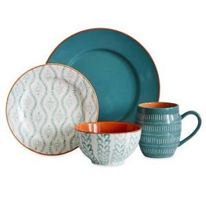 Baum Bros.® Tangiers 16pc Dinnerware Set Turquoise