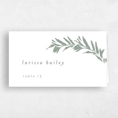 Sage, White Wedding Place Card - Callahan