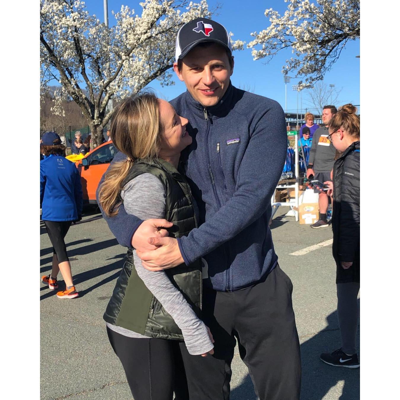 John as my cheerleader after finishing the Cville 10 Miler. Just a few weeks after he made the move from Austin to Charlottesville in March 2019.