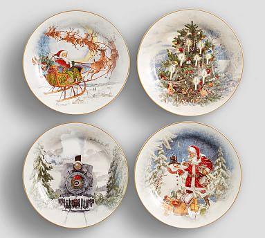 Nostalgic Christmas Stoneware Dinner Plates - Set of 4