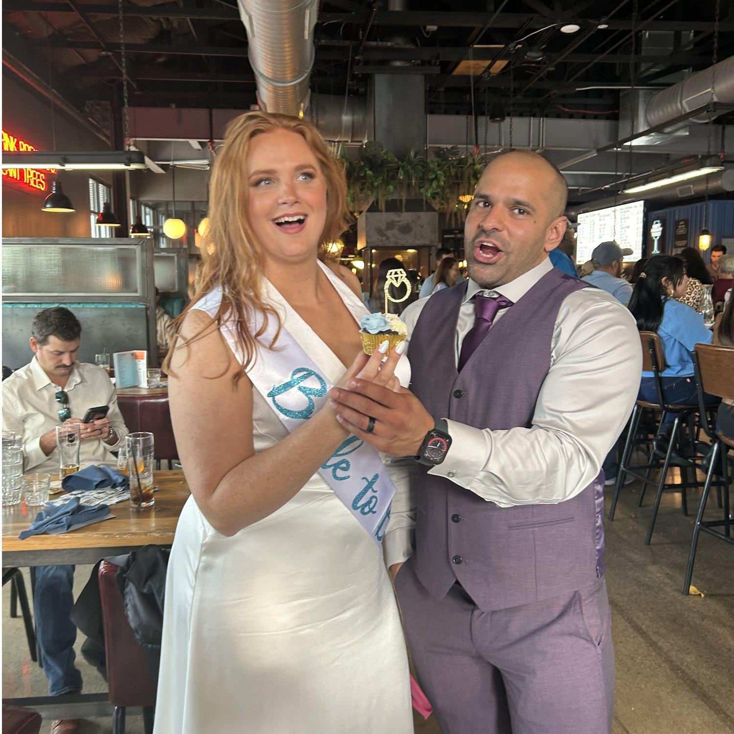 One of the only photos we got at our surprise engagement party.