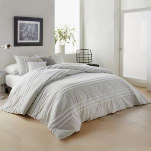 DKNY Chenille Stripe 100% Cotton 3 Piece Comforter Set - Gray, King Comforter + 2 King Shams