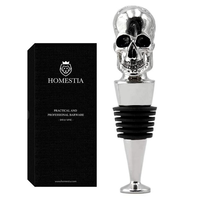 Skull Bottle Stopper Stainless Steel Cool Wine Stopper Wine Lovers Gift Reusable Liquor Beverage Stopper for New Housewarming Gift, Mother Day Gift by Homestia