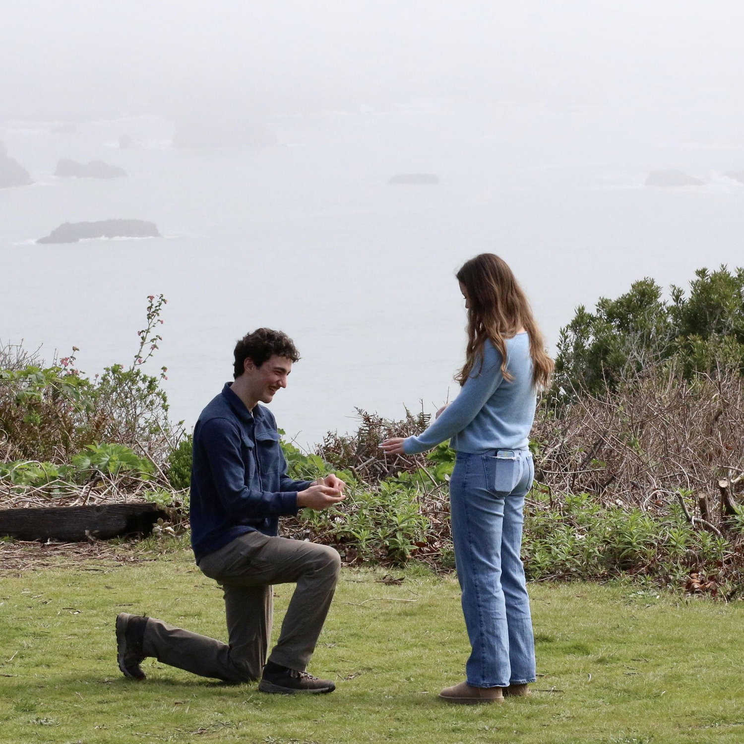 We got engaged at the Trinidad Head on March 23rd, 2025 after being together for three and a half years.
