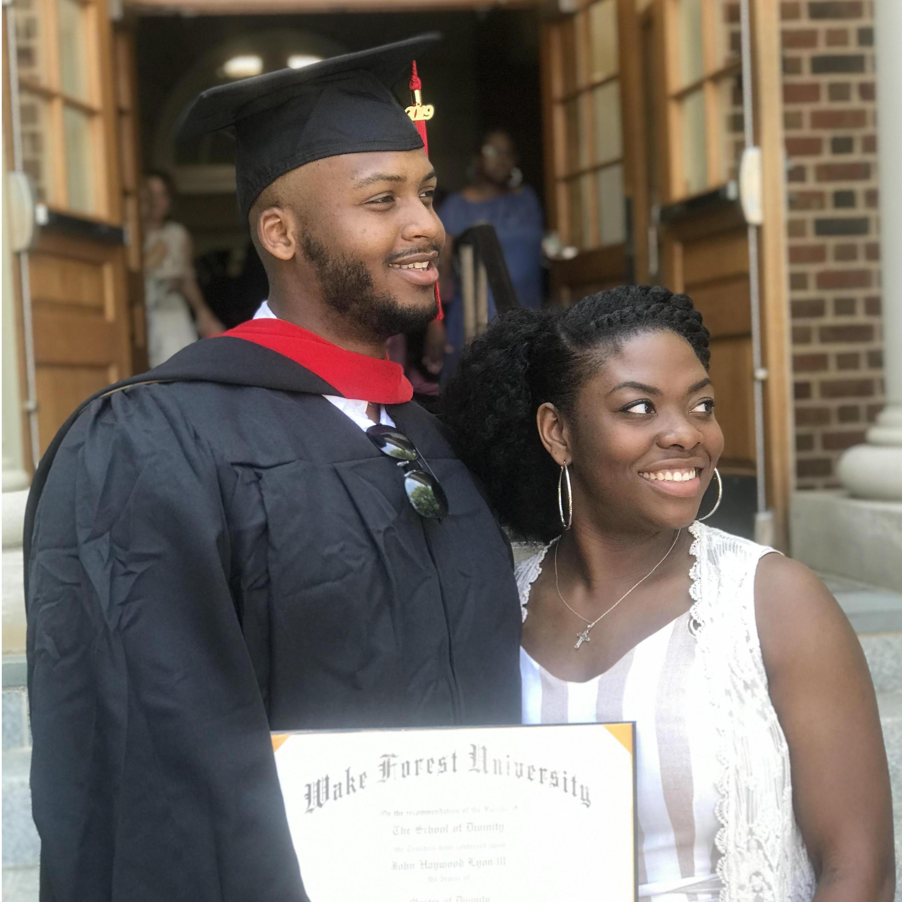 Wake Forest M.Div recipient and Wake Forest M.Div/MA Counseling candidate.