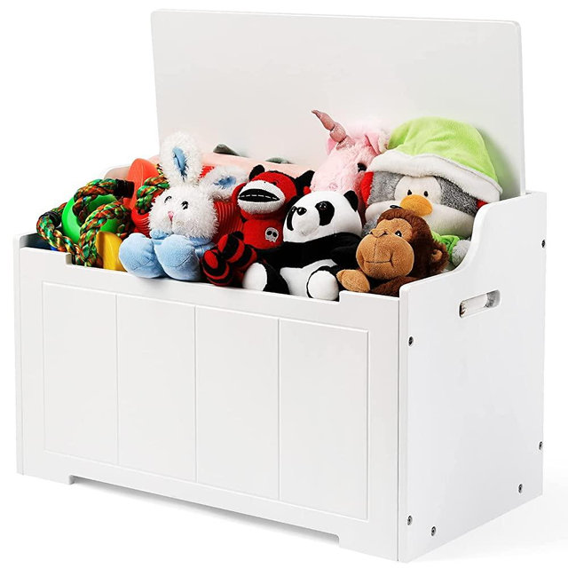 Toy Box for Kids with Safety Hinged Lid 5 Cubic Feet Chest & Storage Wooden Organizer Large Trunk for Boys and Girls