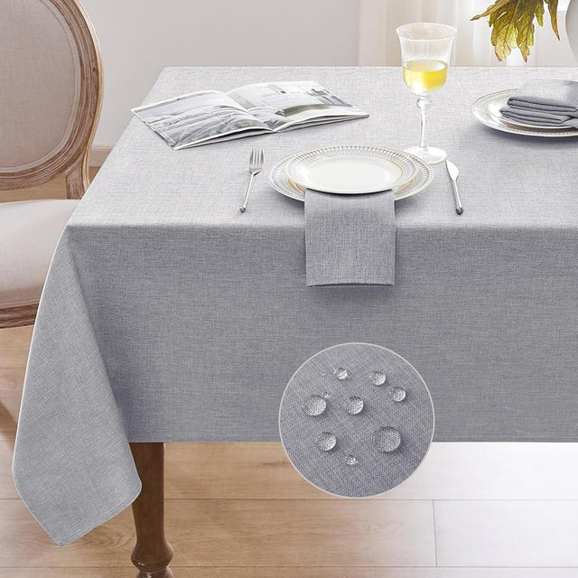 Softalker Extra Lang Table cloth for 6/8 foot rectangle table 60x120 inch Faux Linen Tablecloth Outdoor Waterproof Stain and Wrinkle Resistant Table Cover for Spring Easter Party Picnic Decor Tabletop