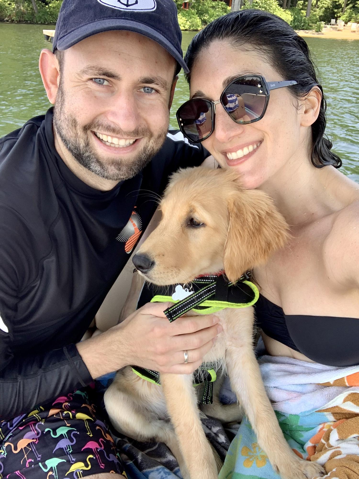 Benji's first boat ride and swim #proudparents