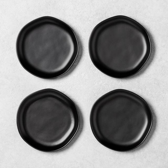 4pk Stoneware Appetizer Plate Matte Black - Hearth & Hand™ with Magnolia