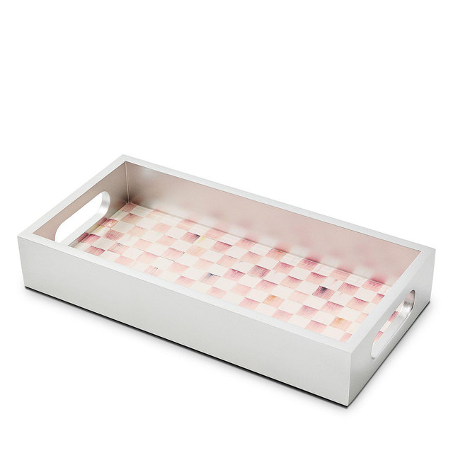 MacKenzie-Childs Rosy Check Glass Vanity Tray