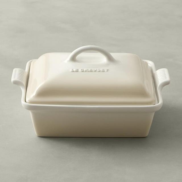 Le Creuset Stoneware Shallow Square Covered Baker, Meringue