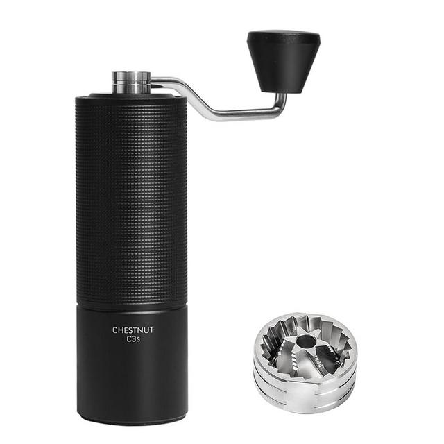 TIMEMORE Chestnut C3S Manual Coffee Grinder, Stainless Steel S2C Conical Burr Coffee Grinder, Hand Coffee Grinder, Adjustable Grind Setting for Travel/Camping/Home, Black