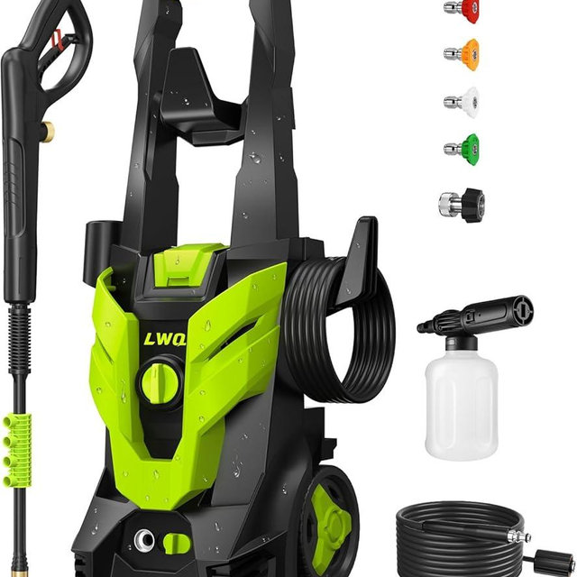 Pressure Washer, Power Washer with 4 Quick Connect Nozzles 1 Foam Cannon, High Pressure Cleaning Machine for Cars/Fences/Driveways/Patios/Farms/Home Cleaning