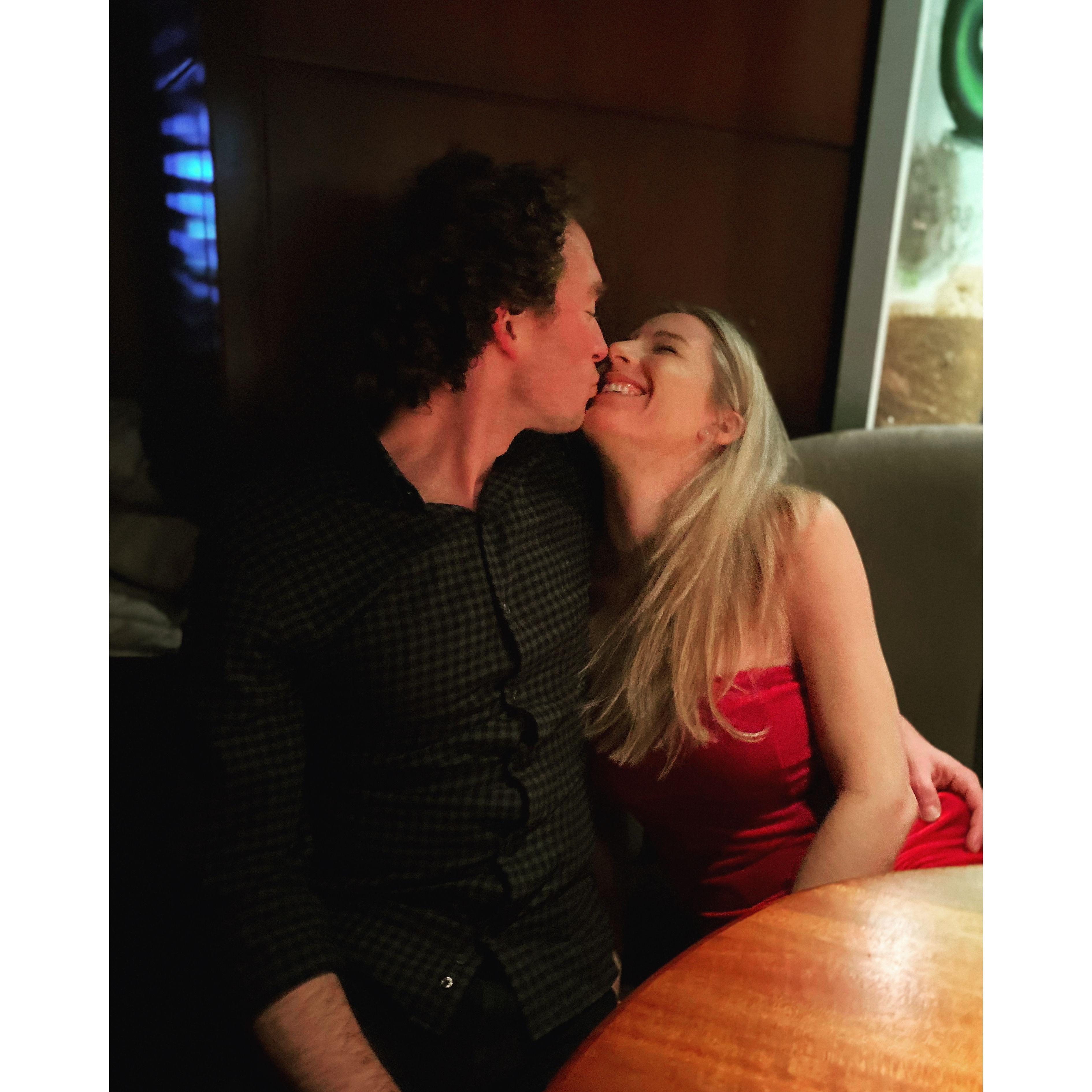 Night before engagement. Had no clue.