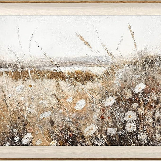 ASTRDECOR Framed Vintage Wall Art Home Decor, Farmhouse Decor Wall Art Autumn Country Wildflower Field Nature Canvas Art Wall Decor Living Room, Vintage Oil Painting Botanical Wall Print-16''x24''