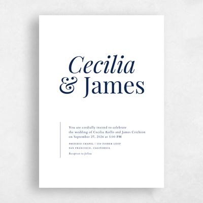 Navy, Blue Wedding Invitation - Brunswick Portrait