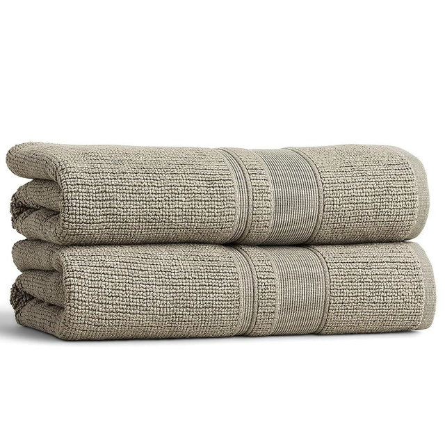 Preston Lane Douro Bath Towel Set – 2 Pack Luxury Cotton Towels, Ultra Soft & Absorbent, Quick-Dry Spa-Quality Bathroom Towels, Made in Portugal, Eucalyptus