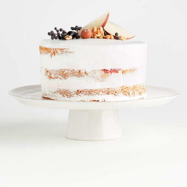 Marin White Large Stoneware Pedestal Cake Stand