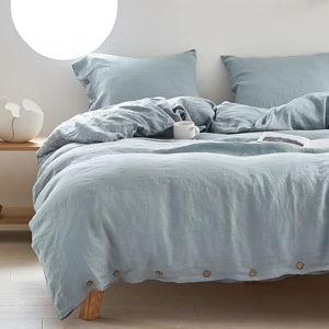 Simple & Opulence 100% Linen Duvet Cover - Dusty Blue, Full Size