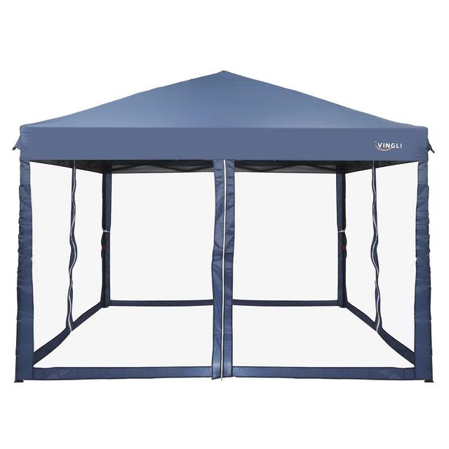 VINGLI EZ POP UP 10'x10' Outdoor Canopy Tent| Removable Mesh Sidewalls for Camping/Travel/Patio/Gazebo, Sun Water Resistant