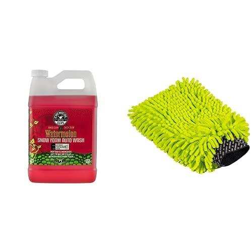 Chemical Guys CWS208M Car Wash Starter Bundle - Watermelon Snow Foam Car Wash Soap, 128 oz (1 Gallon), Watermelon Scent + Green Chenille Wash Mitt (2 Items) Works on Cars, Trucks, SUVs, RVs & More