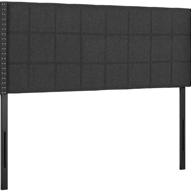 VECELO Upholstered Height Adjustable Headboard with Decorative Nailhead Trim in Linen Fabric, 49.3'', King/Cal King, Charcoal