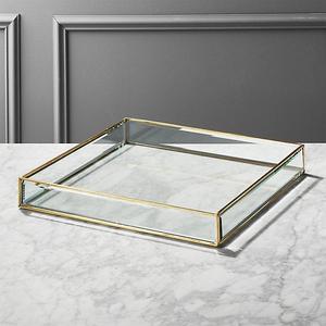 Large Glass and Brass Tray