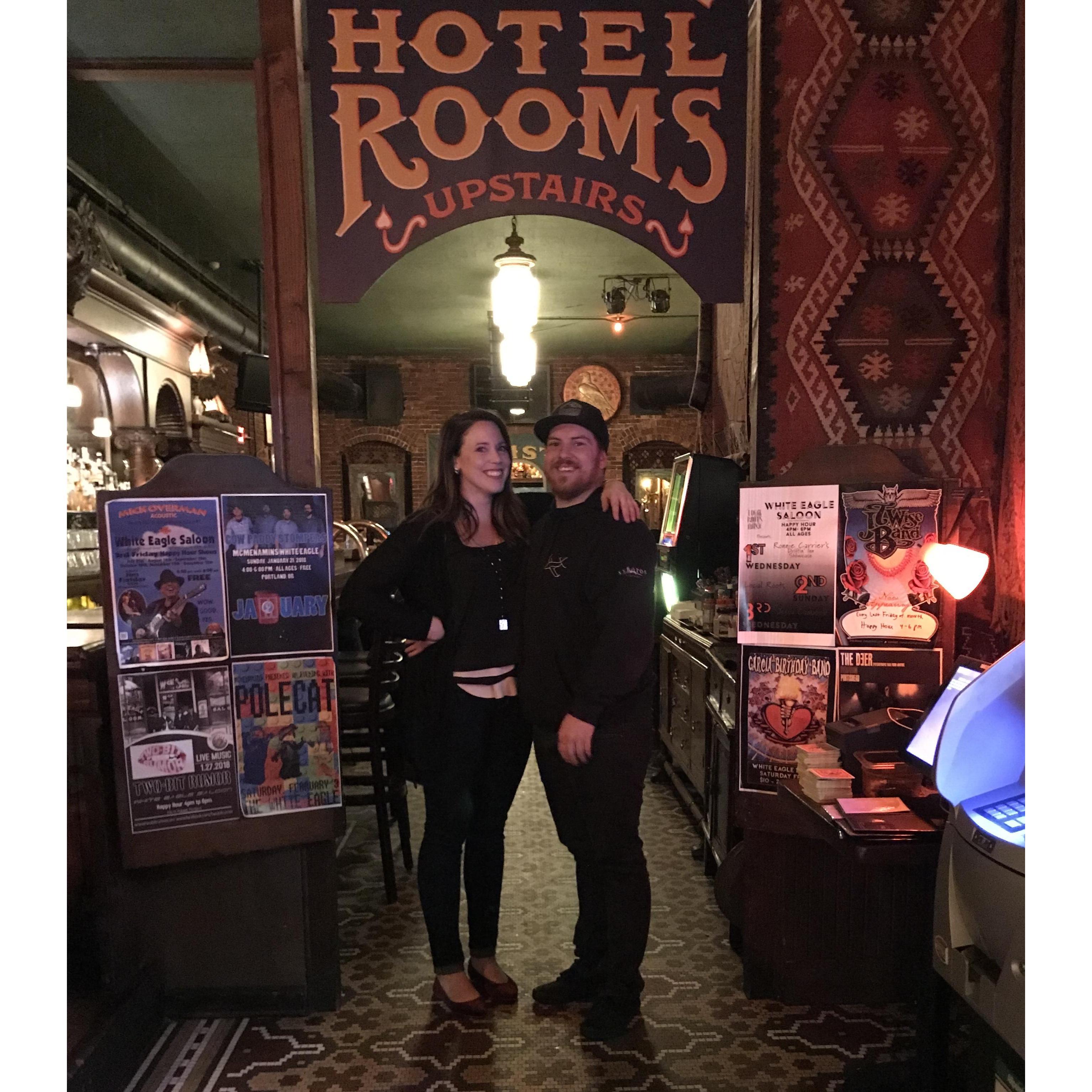 One of many adventures to McMenamin's locations. This is the White Eagle Saloon in Portland, OR.