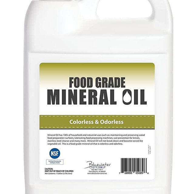 NSF Certified Food Grade Mineral Oil – Gallon (128oz), Certified Food Safe Conditioner for Wood Cutting Boards, Butcher Blocks and Stainless-Steel Kitchen Equipment