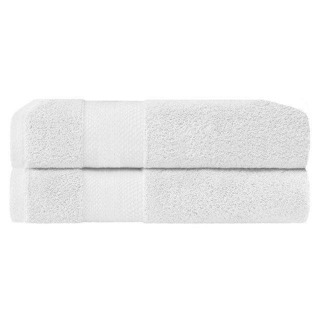 Luxury Cotton Heavyweight Solid Plush 2-Piece Bath Sheets Set, White - Blue Nile Mills