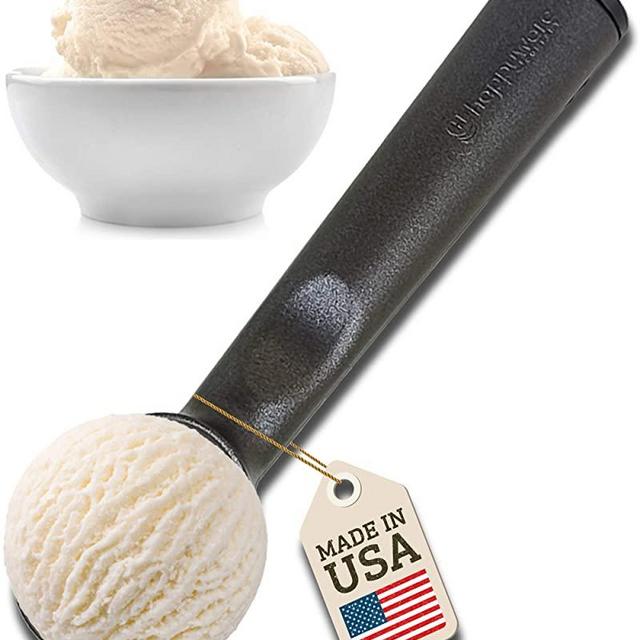 USA made Ultra Premium Ice Cream Scoop by Happyware Company - 100% Solid Aluminum + Easy Grip Handle + Dishwasher Safe, Black