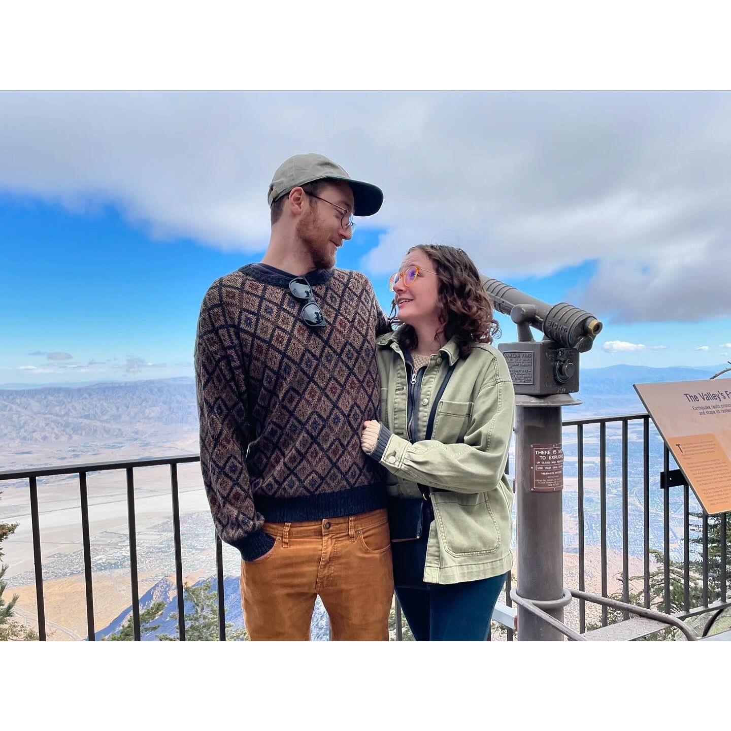 Gazing into each other's eyes on top of a mountain in Palm Springs 2024