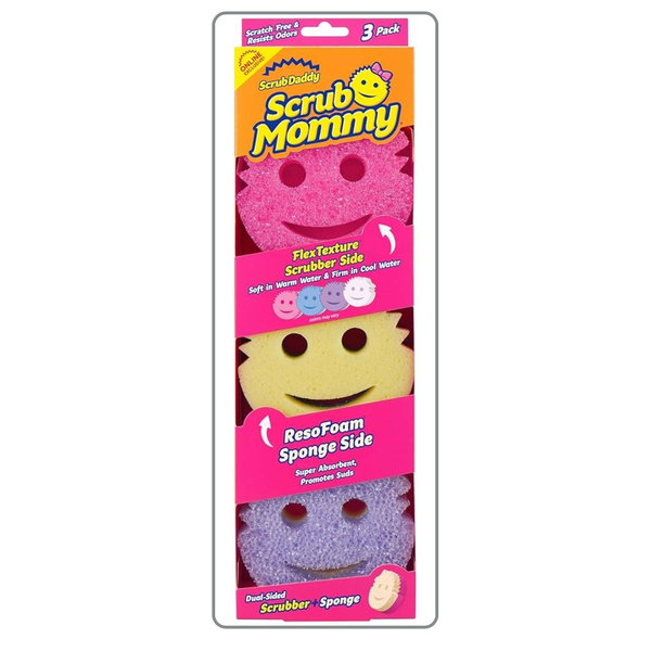 Scrub Daddy Scrub Mommy Sponges - Dish Scrubber + Non-Scratch Cleaning Sponges Kitchen, Bathroom + Multi-Surface Safe - Dual-Sided Dish Sponges for Scrubbing - Online Exclusive (3 Count)