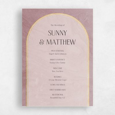 Dusty Burgundy, Red Wedding Program - Dorado Foil