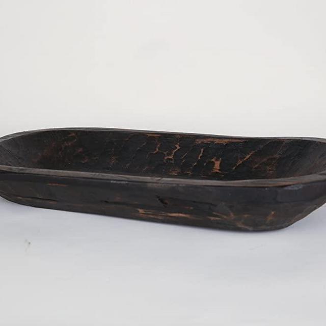 Rustic Wooden Dough Bowl-Batea-Black