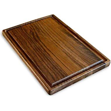 Walnut Wood Cutting Board by Virginia Boys Kitchens - 8x12 American Hardwood Chopping and Carving Countertop Block with Juice Drip Groove