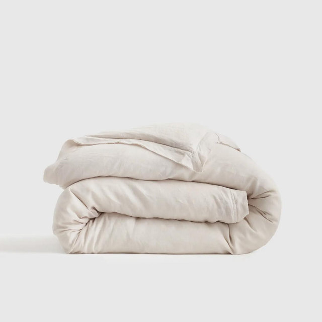 European Linen Double Flange Duvet Cover - Sand, King/Cal King