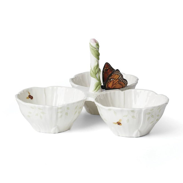 Lenox Floral Butterfly Meadow 3-Section Server, 1 Count