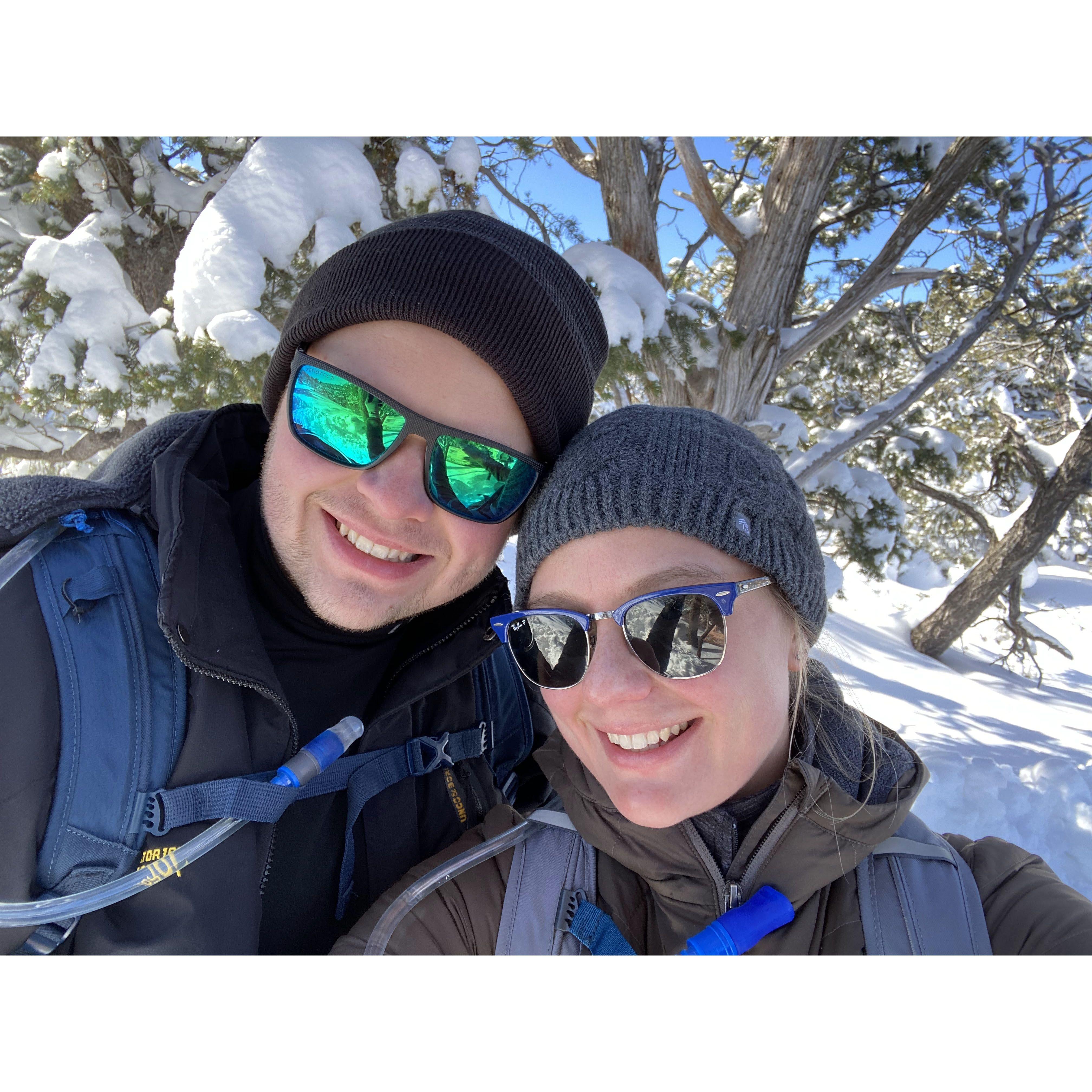 Visited the Grand Canyon while in Arizona. Neither of them realized it could snow so much there!
