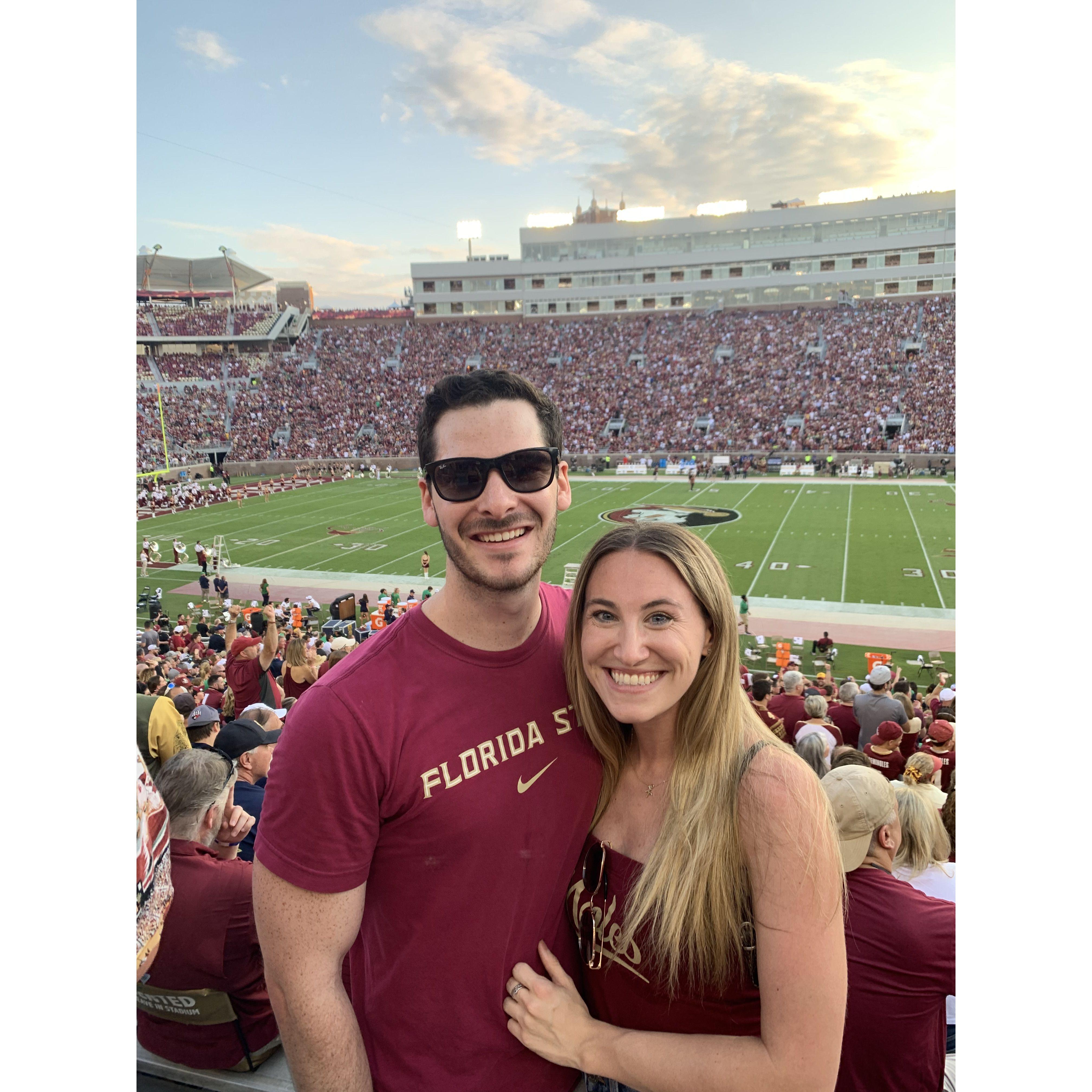 SEPTEMBER 5, 2021 - K+H (proud alum of FSU) cheering on the noles!