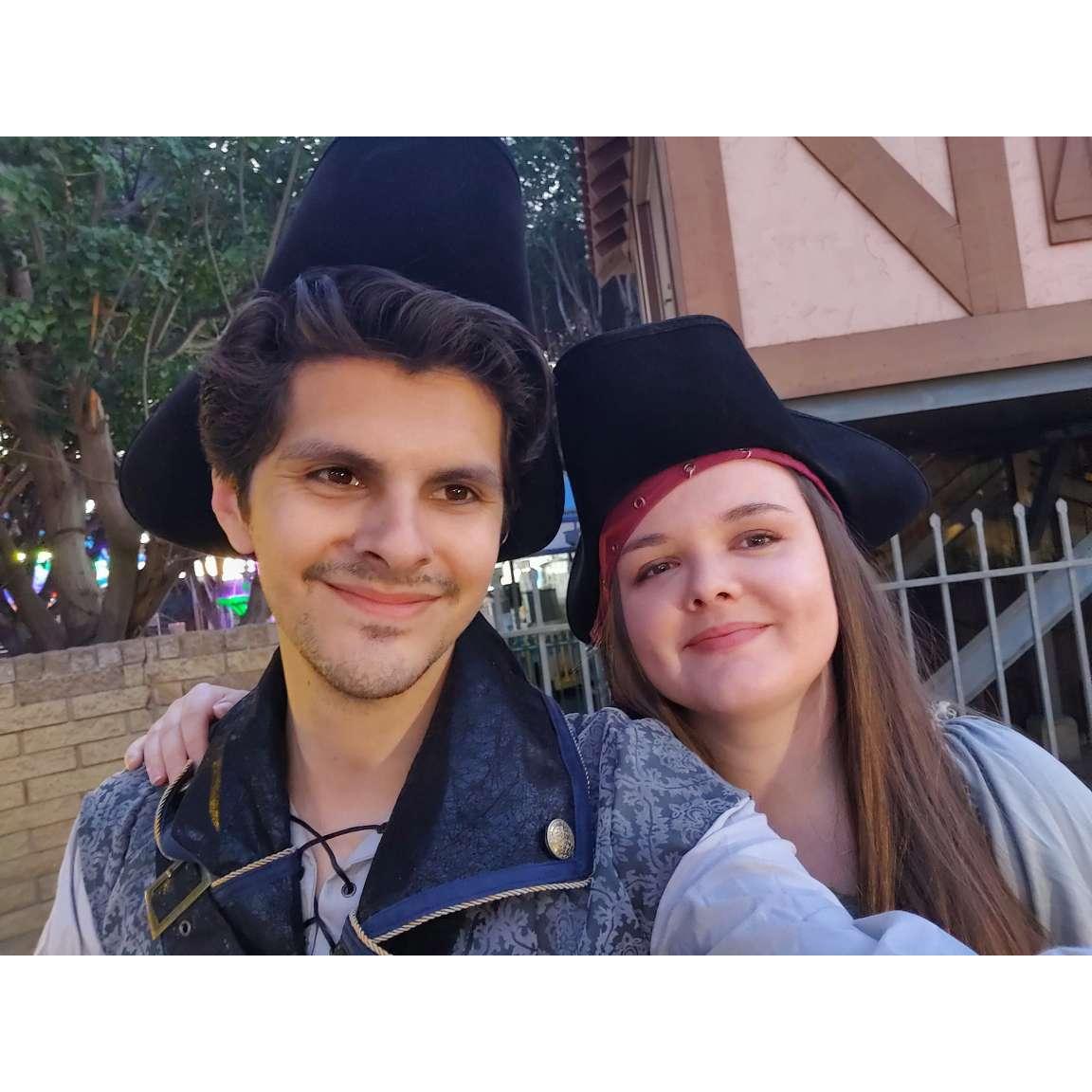The couple dressed up as pirates for Halloween in 2022. This picture was taken while they were playing mini golf at Castle Park in Riverside.